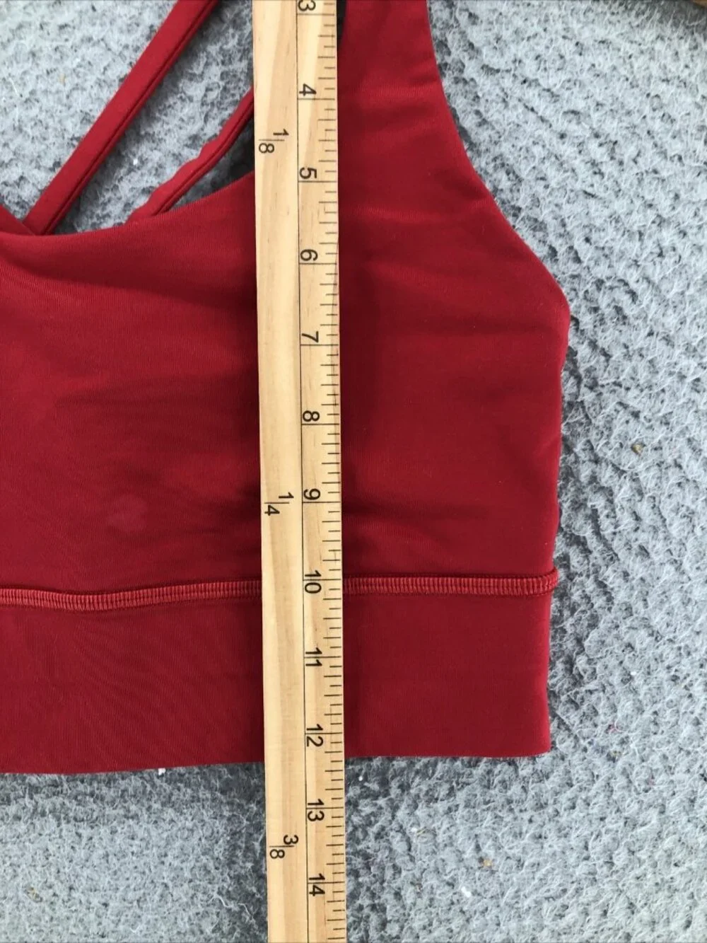 Lululemon Energy Bra Long Line Womens 6 Dark Red Crossback Lattice Straps Knit